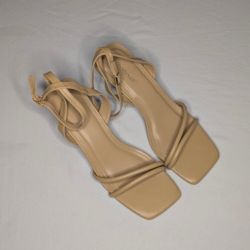 Nude 2 inch Strappy Kitten Heel Size 10